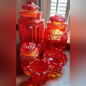 Vintage Le Smith Amberina red moon and stars